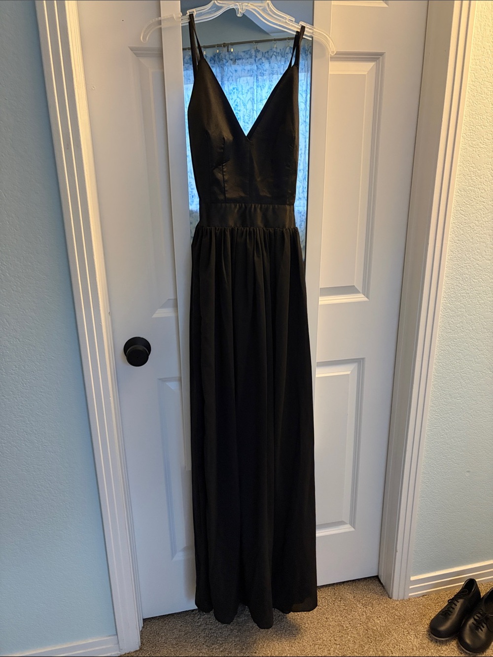 Formal black open back dress